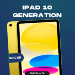 En gul iPad 10th Gen 64GB Wifi Helt Ny visas på en blå gradientbakgrund med "3790 KR" och "Mobil Dator Fix" längst ner. Upplev den eleganta designen hos den nya iPad 10th Gen idag.